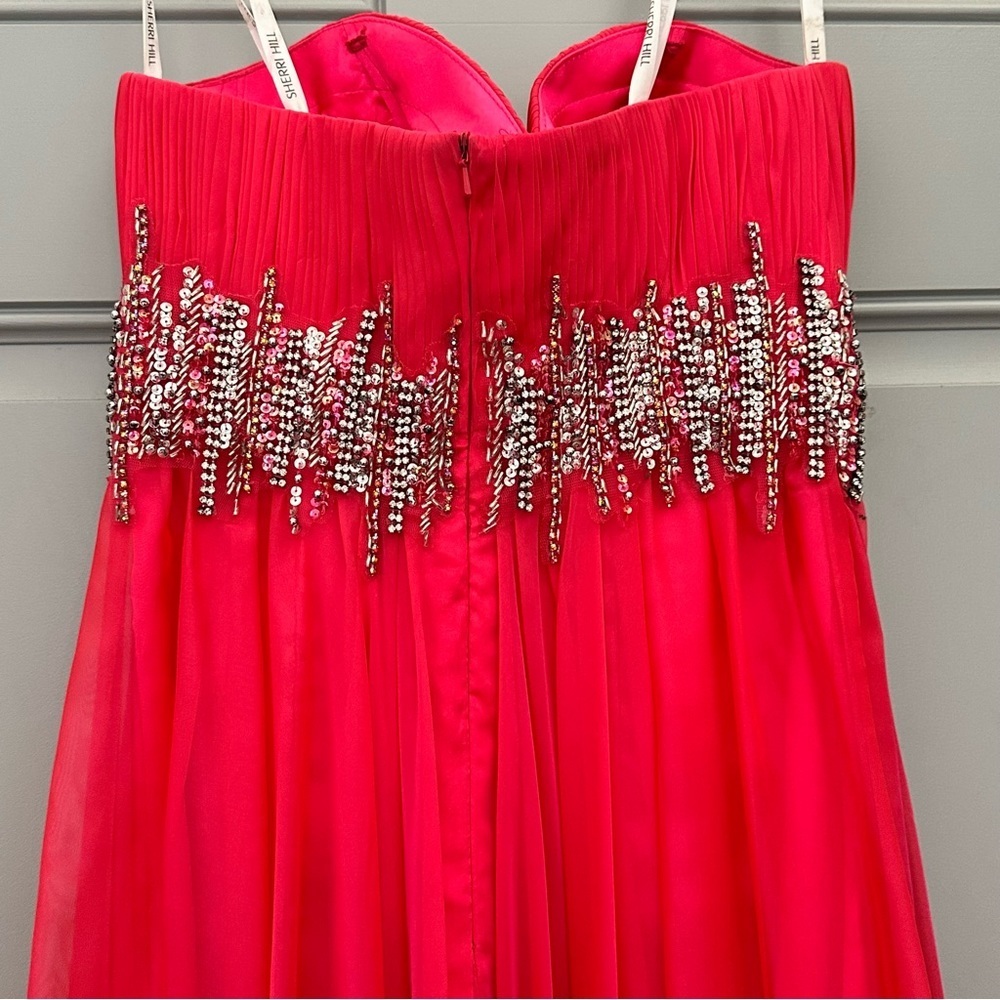 Sherri Hill 3909 Barbie Pink Strapless Long Formal Dress Prom Pageant Sz 2 - Picture 8 of 13
